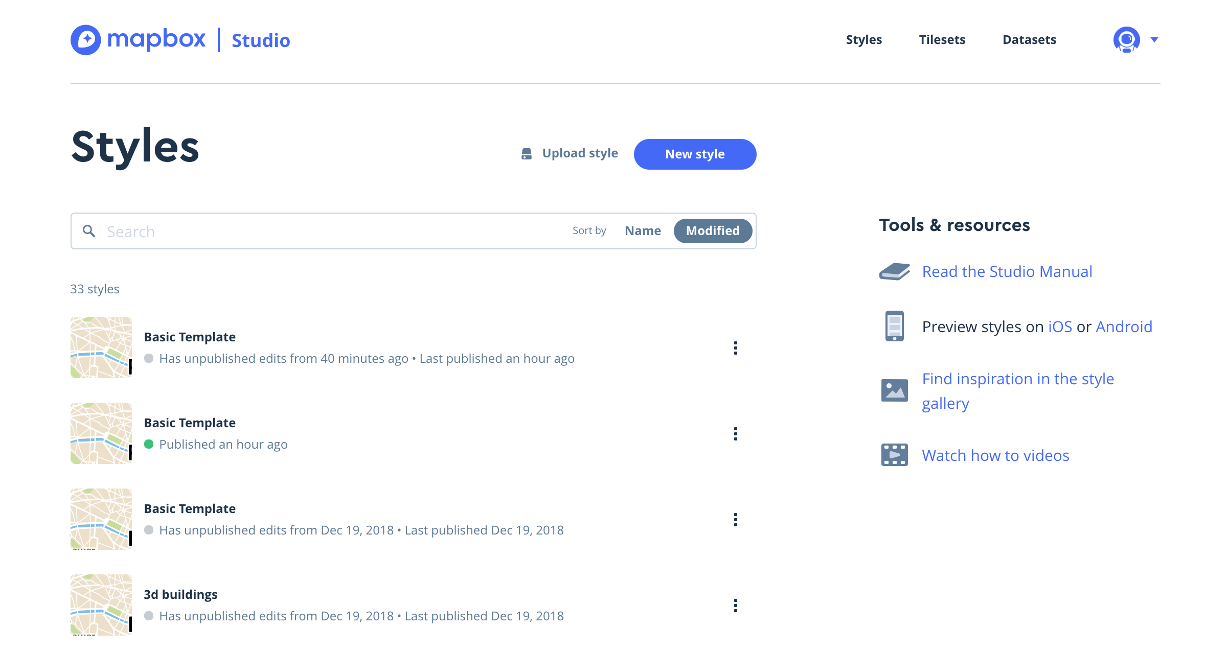 Manage styles in Studio.